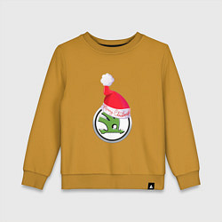 Свитшот хлопковый детский Skoda Merry Christmas, цвет: горчичный