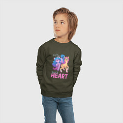 Свитшот хлопковый детский My Little Pony Follow your heart, цвет: хаки — фото 2