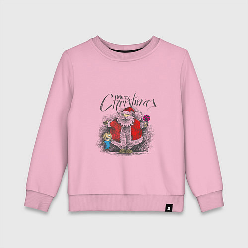 Детский свитшот Санта и ребенок / Светло-розовый – фото 1