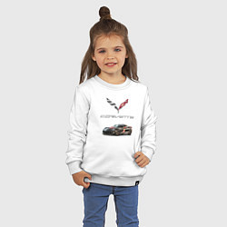 Свитшот хлопковый детский Chevrolet Corvette - Motorsport racing team, цвет: белый — фото 2