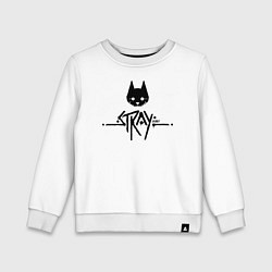 Свитшот хлопковый детский Stray: Black Logo, цвет: белый