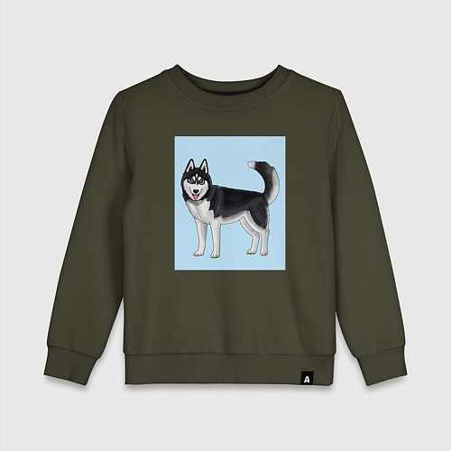 Детский свитшот Сибирский хаски собака / Хаки – фото 1