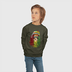 Свитшот хлопковый детский Rasta lioN, цвет: хаки — фото 2