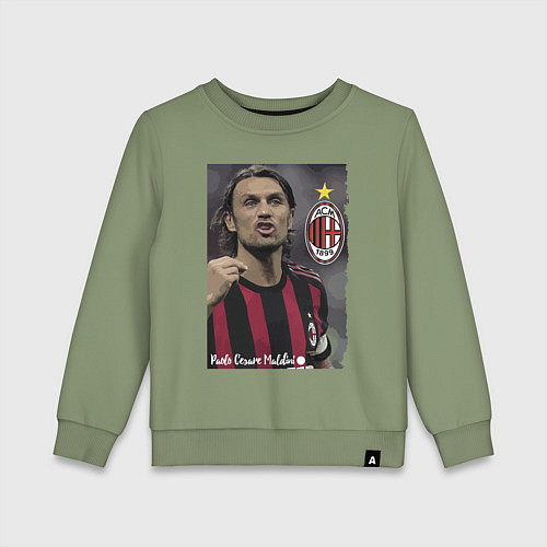 Детский свитшот Paolo Cesare Maldini - Milan, captain / Авокадо – фото 1