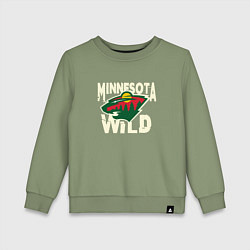 Свитшот хлопковый детский Миннесота Уайлд, Minnesota Wild, цвет: авокадо