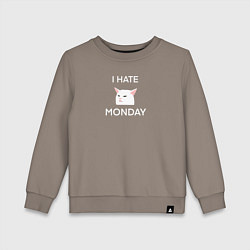 Детский свитшот I hate monday текст с котом