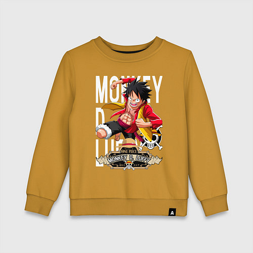 Детский свитшот One Piece Monkey Большой Куш Манки / Горчичный – фото 1