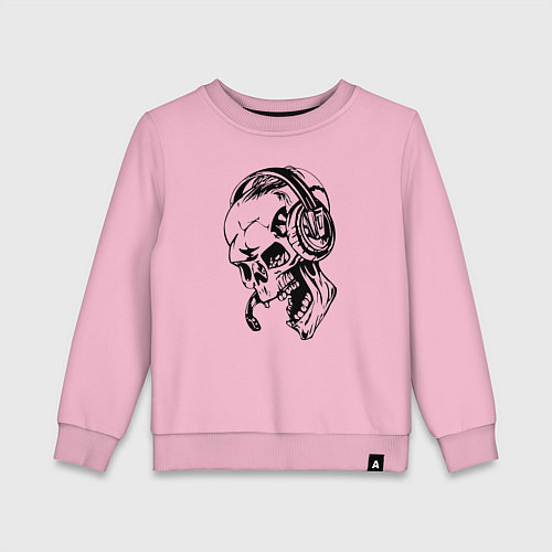 Детский свитшот Cool skull & microphone / Светло-розовый – фото 1