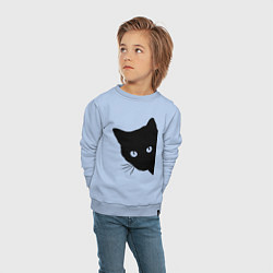 Свитшот хлопковый детский Всё тот же чёрный котяра!, цвет: мягкое небо — фото 2