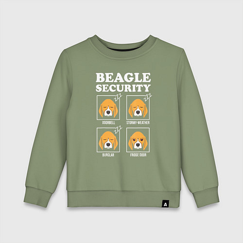Детский свитшот Бигль - Охрана / Авокадо – фото 1