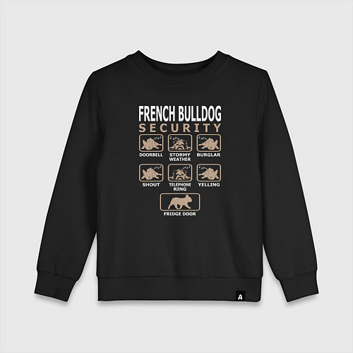 Детский свитшот Охрана - Французский бульдог / Черный – фото 1