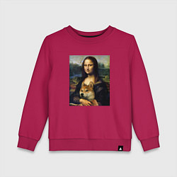 Свитшот хлопковый детский Shiba Inu Mona Lisa, цвет: маджента