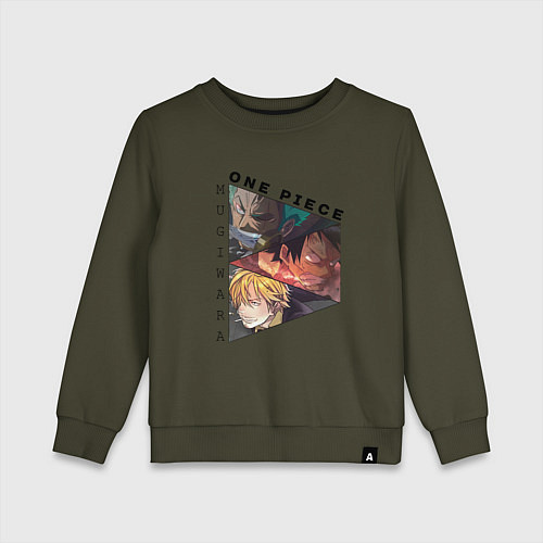 Детский свитшот Ван-Пис, Луффи, Зоро Ророноа, Санджи Винсмок / Хаки – фото 1