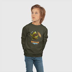 Свитшот хлопковый детский Rayman Legends Зеленый человечек с щитом, цвет: хаки — фото 2