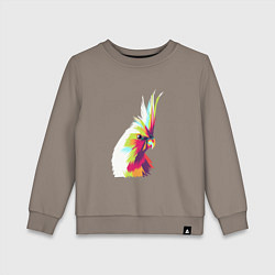 Свитшот хлопковый детский Цветной попугай Colors parrot, цвет: утренний латте