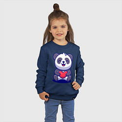 Свитшот хлопковый детский Панда с сердцем!, цвет: тёмно-синий — фото 2
