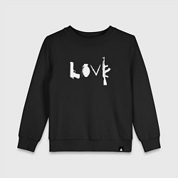 Свитшот хлопковый детский Banksy LOVE Weapon, цвет: черный