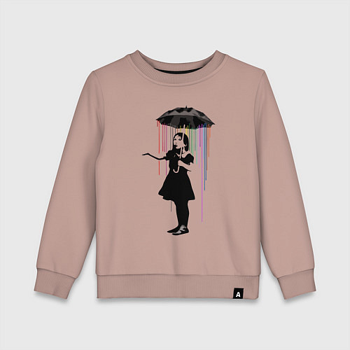 Детский свитшот BANKSY БЭНКСИ девушка под зонтом / Пыльно-розовый – фото 1