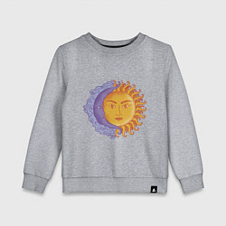 Свитшот хлопковый детский Солнца и луна с лицами, цвет: меланж