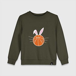 Свитшот хлопковый детский Basketball Bunny, цвет: хаки