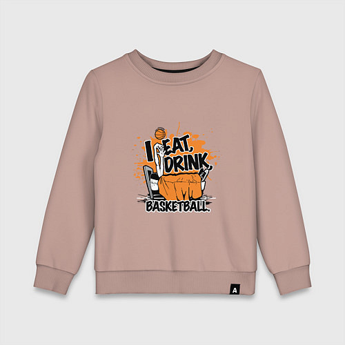 Детский свитшот Eat - Basketball / Пыльно-розовый – фото 1