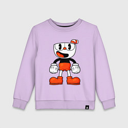 Свитшот хлопковый детский Cuphead красная чашечка, цвет: лаванда