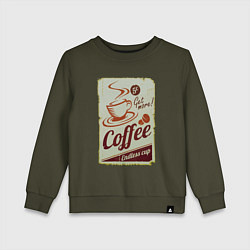 Свитшот хлопковый детский Coffee Cup Retro, цвет: хаки