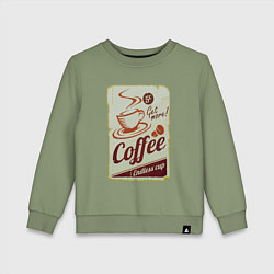 Свитшот хлопковый детский Coffee Cup Retro, цвет: авокадо