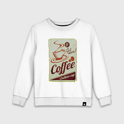 Свитшот хлопковый детский Coffee Cup Retro, цвет: белый
