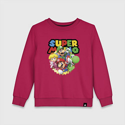 Свитшот хлопковый детский Компашка героев Super Mario, цвет: маджента