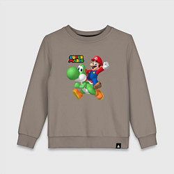 Свитшот хлопковый детский Mario and Yoshi Super Mario, цвет: утренний латте