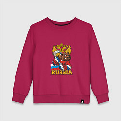 Свитшот хлопковый детский Хоккей - Russia, цвет: маджента