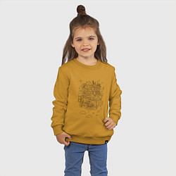 Свитшот хлопковый детский Дудлы с монстриками, цвет: горчичный — фото 2