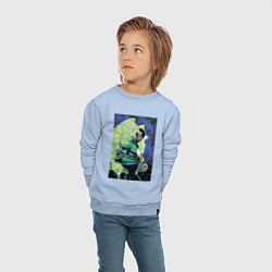 Свитшот хлопковый детский Зеленый Фонарь Джон Стюарт, цвет: мягкое небо — фото 2