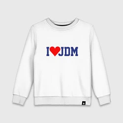 Свитшот хлопковый детский I love JDM!, цвет: белый