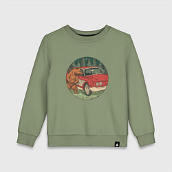 Детский свитшот Медведь и машина в лесу