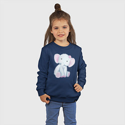 Свитшот хлопковый детский Милый Слонёнок Сидит С Цветком, цвет: тёмно-синий — фото 2