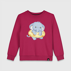 Свитшот хлопковый детский Милый Слонёнок С Плавательным Кругом, цвет: маджента