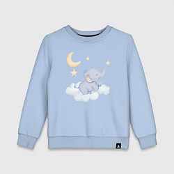 Свитшот хлопковый детский Милый Слонёнок На Облаке, цвет: мягкое небо
