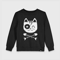Свитшот хлопковый детский Голова кота Skull Hype, цвет: черный