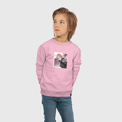 Свитшот хлопковый детский Радостная Кагуя, цвет: светло-розовый — фото 2