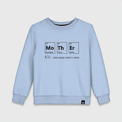 Свитшот хлопковый детский MoThEr химические элементы, цвет: мягкое небо