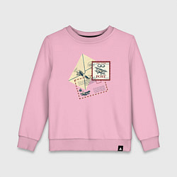 Свитшот хлопковый детский Старая марка с самолётом, цвет: светло-розовый
