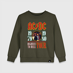 Свитшот хлопковый детский ACDC HIGHWAY TO HELL TOUR, цвет: хаки