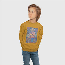 Свитшот хлопковый детский Boy in Fancy Dress Забавный костюм - абстракция, цвет: горчичный — фото 2