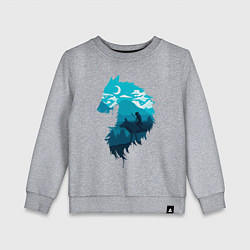 Свитшот хлопковый детский Принцесса Мононоке волчий силуэт, цвет: меланж