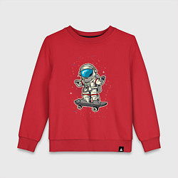 Свитшот хлопковый детский Космонавт на скейте, цвет: красный