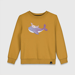 Детский свитшот Милый Кит С Цветами