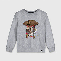 Свитшот хлопковый детский МОПС ПИРАТ СОБАКА В ШЛЯПЕ, цвет: меланж