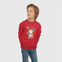 Свитшот хлопковый детский Милая девочка на качелях, цвет: красный — фото 2